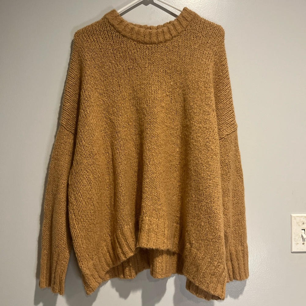 Aerie Cozy Tan Oversized Turtleneck Sweater